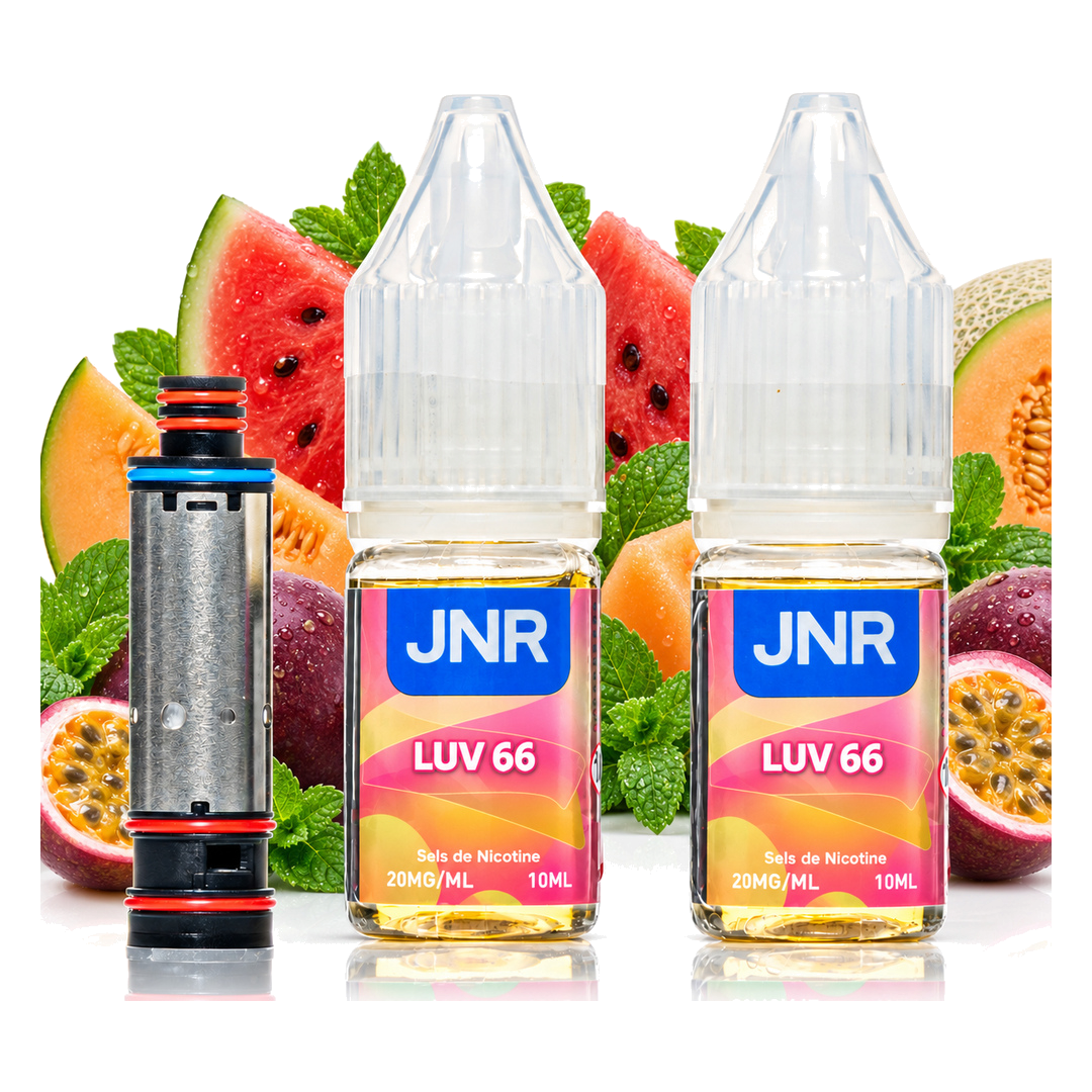 JNR Falcon Infinity 55K Coil & Liquids Luv 66 – Coil mit zwei Liquid-Flaschen