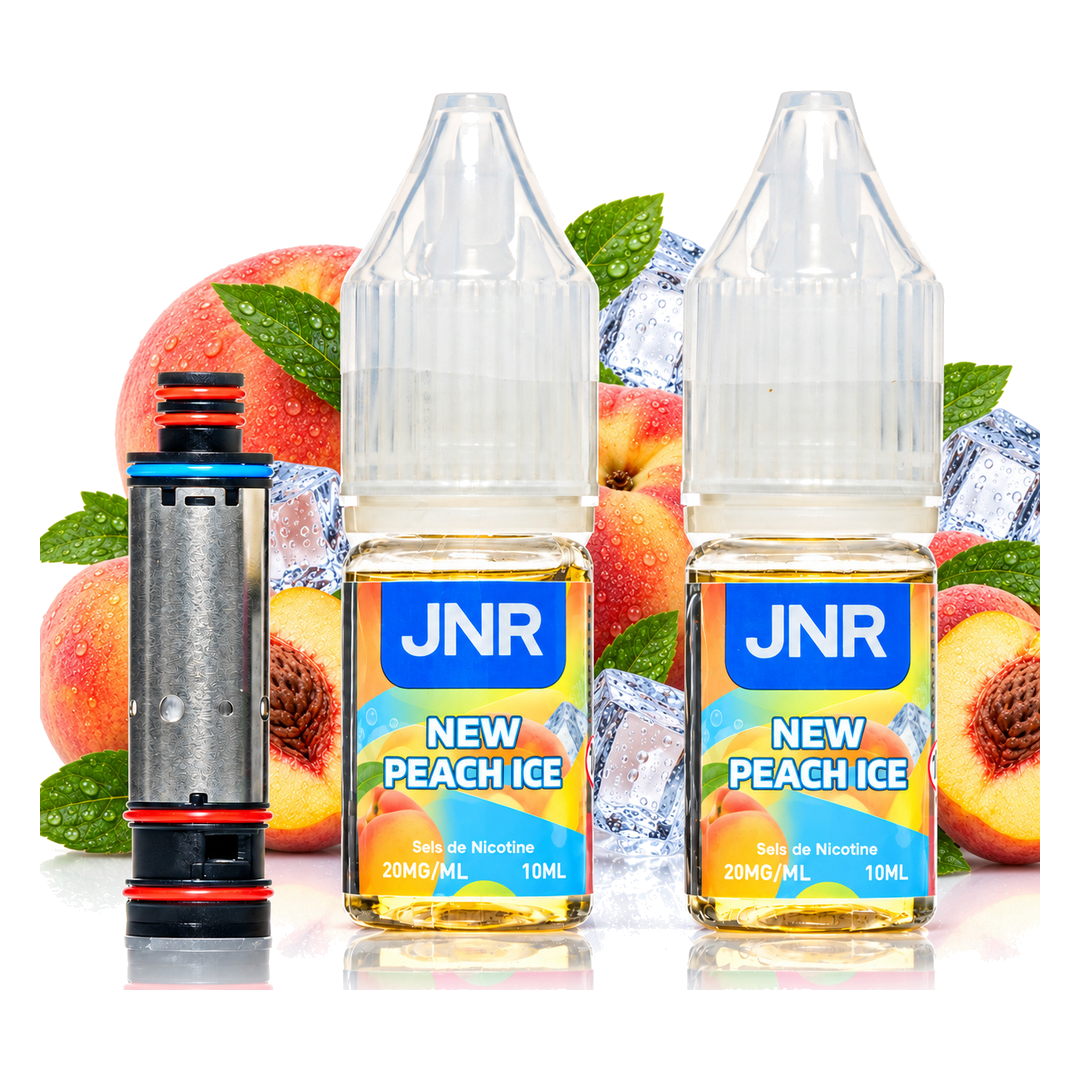 JNR Falcon Infinity 55K Coil & Liquids New Peach Ice – Coil mit zwei Liquid-Flaschen