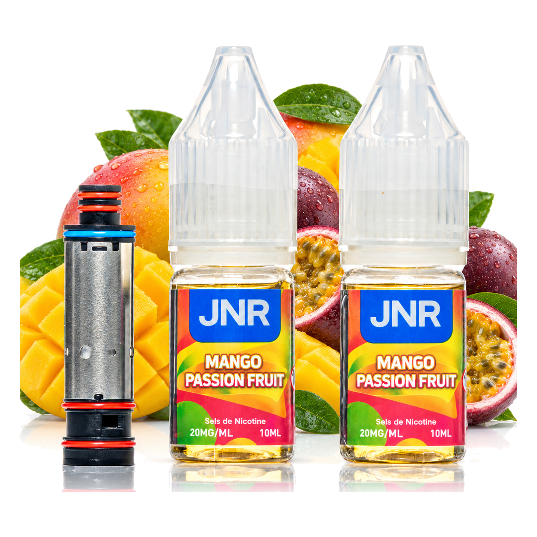 JNR Falcon Infinity 55K Coil & Liquids Mango Passion Fruit – Coil mit zwei Liquid-Flaschen