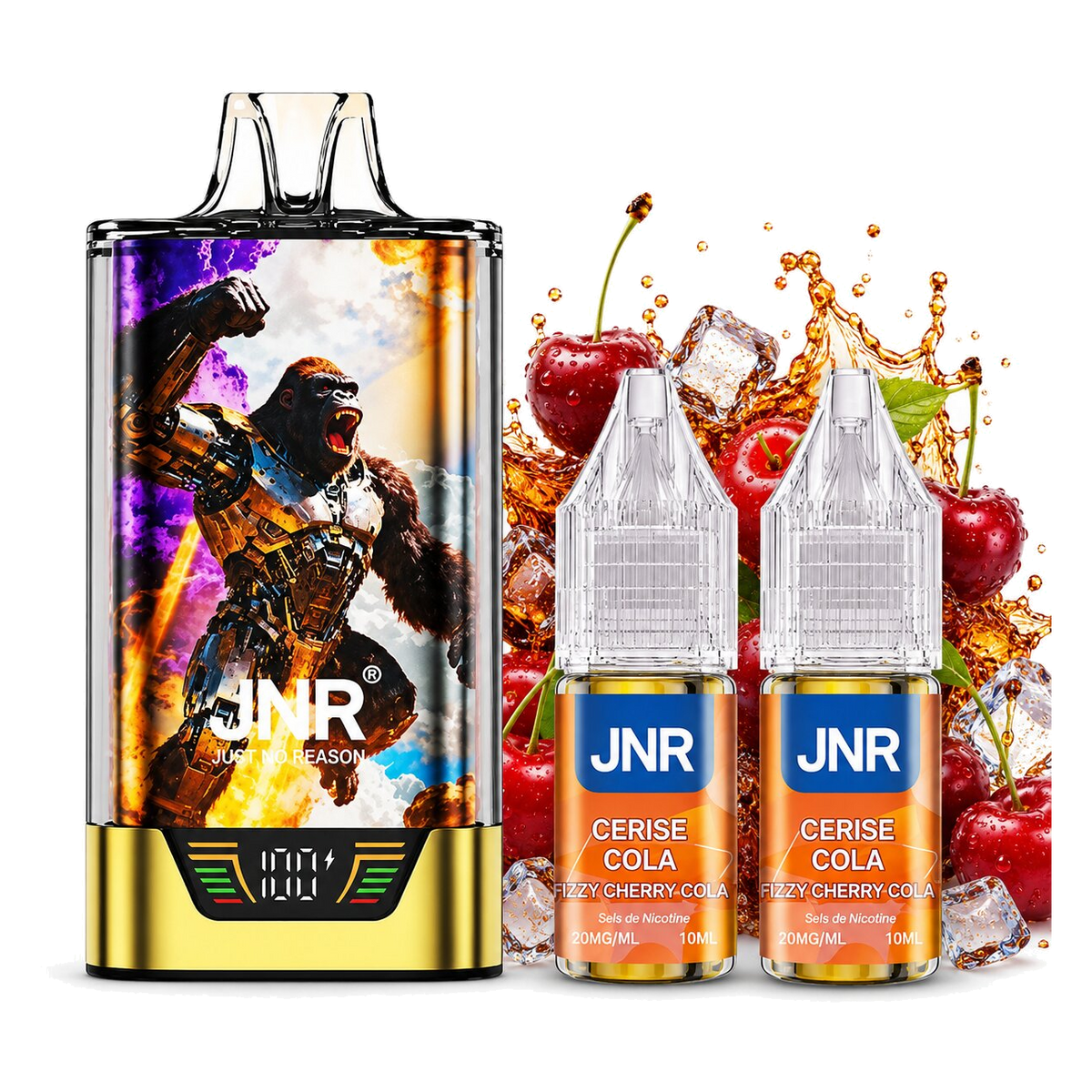 JNR Gorilla 43K Kit Fizzy Cherry Cola – Gerät mit zwei Liquid-Flaschen